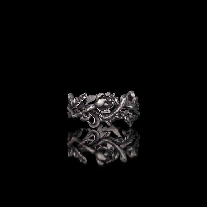 Vine Rose Hollow Design Sterling Silver Ring
