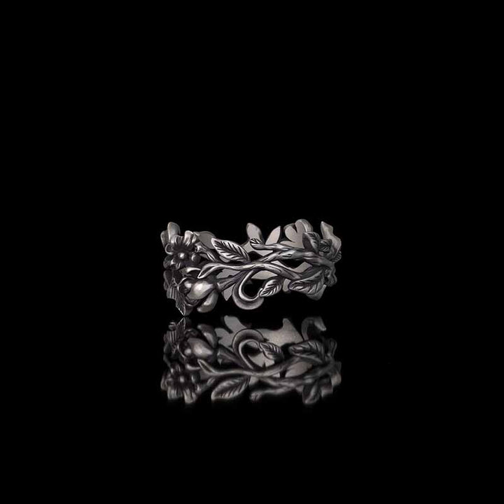 Vine Rose Hollow Design Sterling Silver Ring