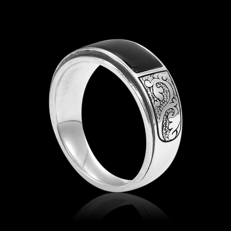 Vintage Black Onyx 925 Sterling Silver Ring 03 | RoyalLuster.com