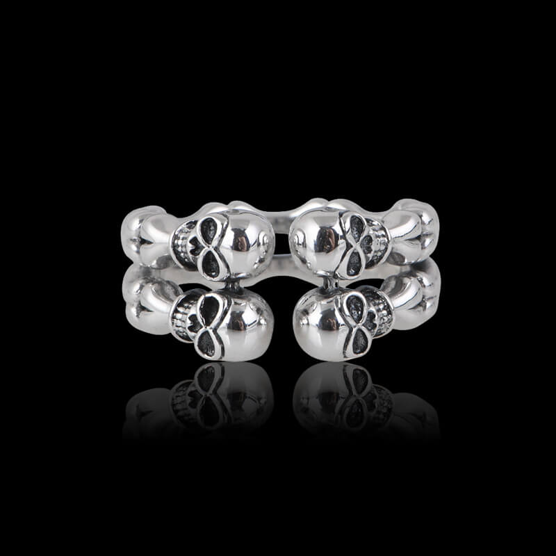 Vintage Bone Skull 925 Sterling Silver Ring 01 | RoyalLuster.com