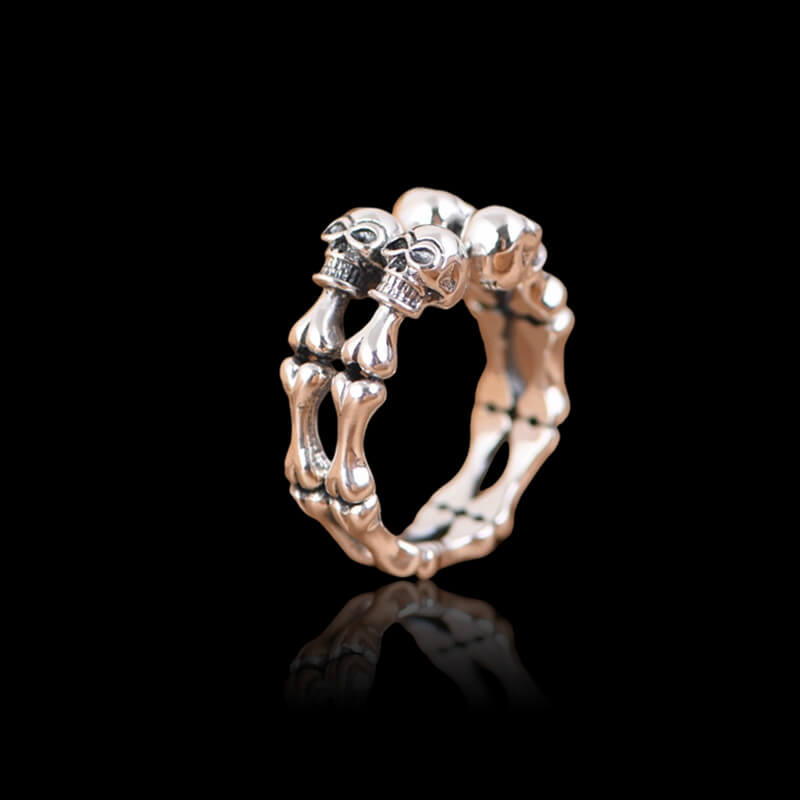 Vintage Bone Skull 925 Sterling Silver Ring 03 | RoyalLuster.com