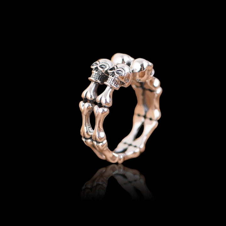 Vintage Bone Skull 925 Sterling Silver Ring 03 | RoyalLuster.com