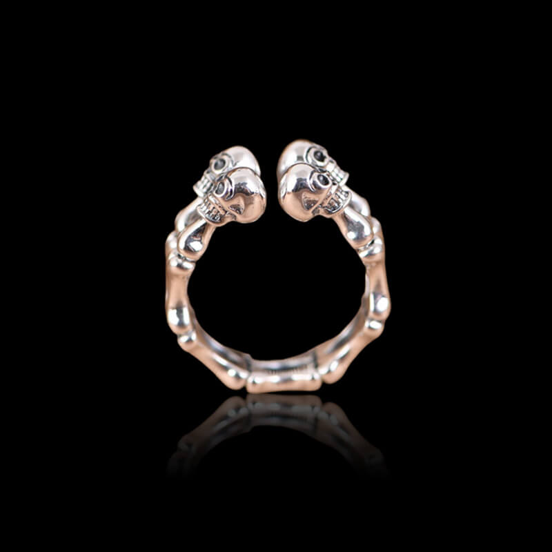 Vintage Bone Skull 925 Sterling Silver Ring