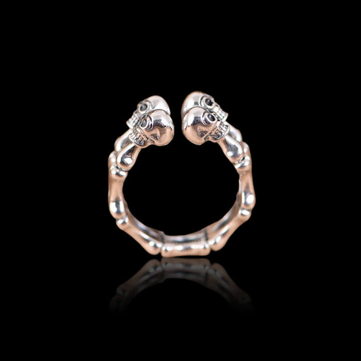 Vintage Bone Skull 925 Sterling Silver Ring