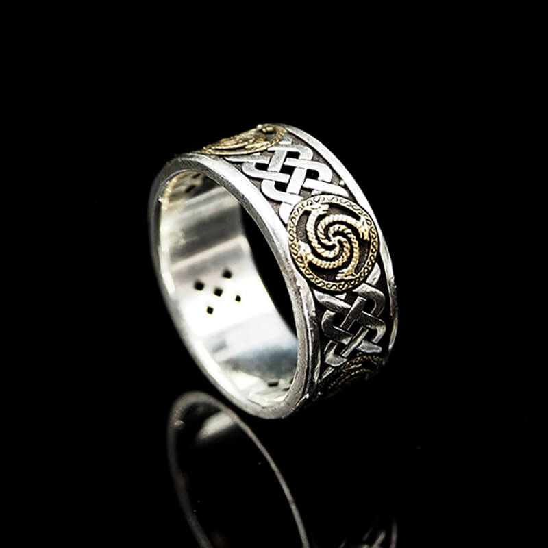 Vintage Celtic Knot Dragon Totem 925 Sterling Silver Viking Ring 01 | Royalluster.com
