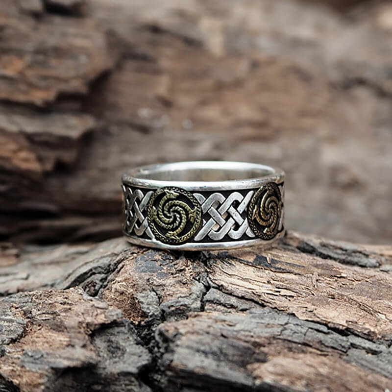 Vintage Celtic Knot Dragon Totem 925 Sterling Silver Viking Ring