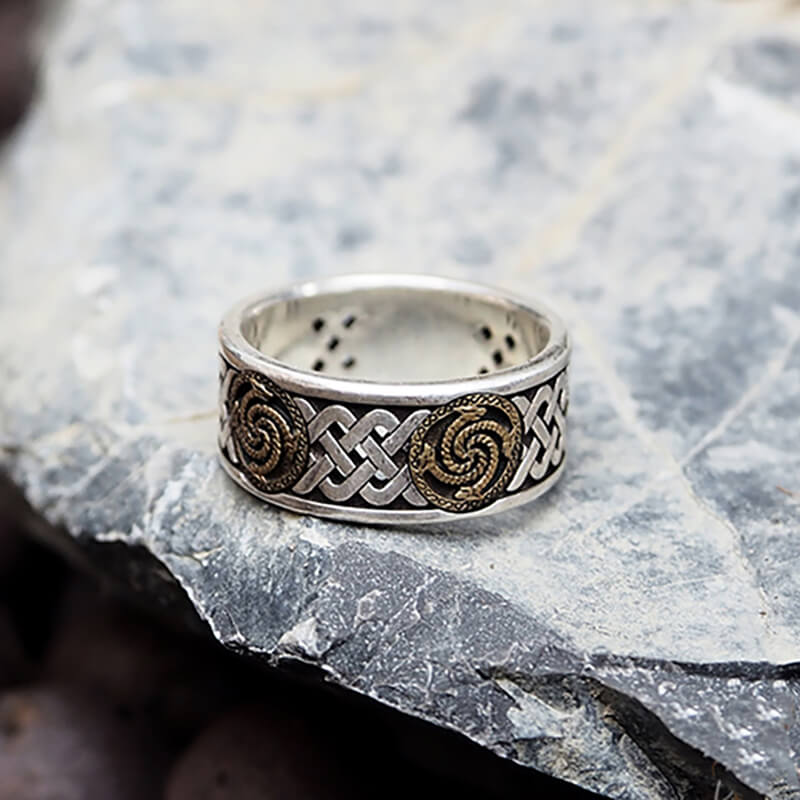 Vintage Celtic Knot Dragon Totem 925 Sterling Silver Viking Ring
