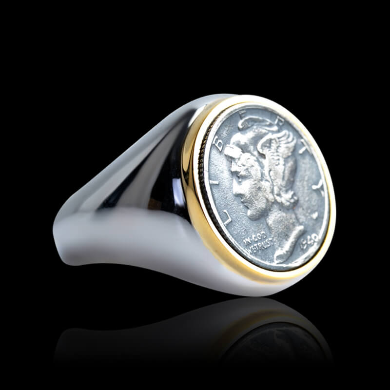 Vintage Coin Shape 925 Sterling Silver Ring 01 | RoyalLuster.com