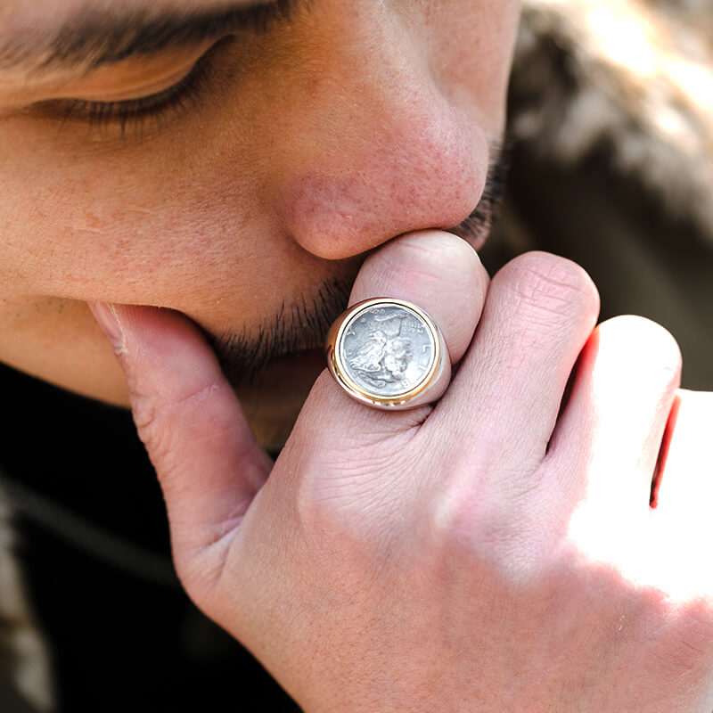 Vintage Coin Shape 925 Sterling Silver Ring 02 | RoyalLuster.com