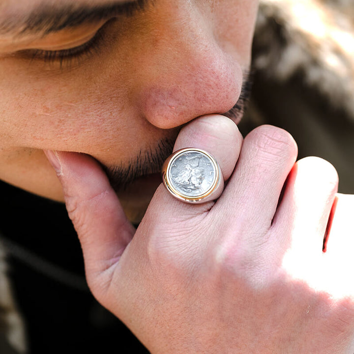 Vintage Coin Shape 925 Sterling Silver Ring 02 | RoyalLuster.com