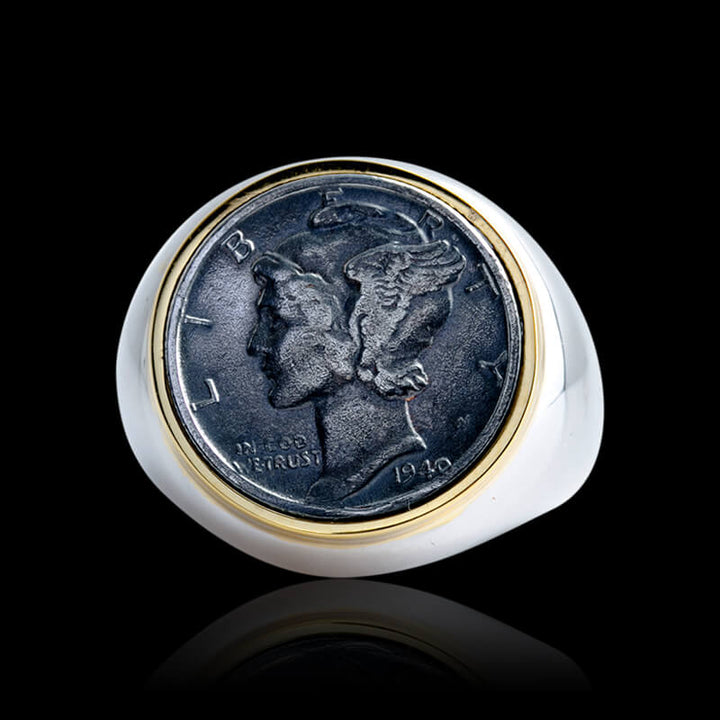 Vintage Coin Shape 925 Sterling Silver Ring 03 | RoyalLuster.com