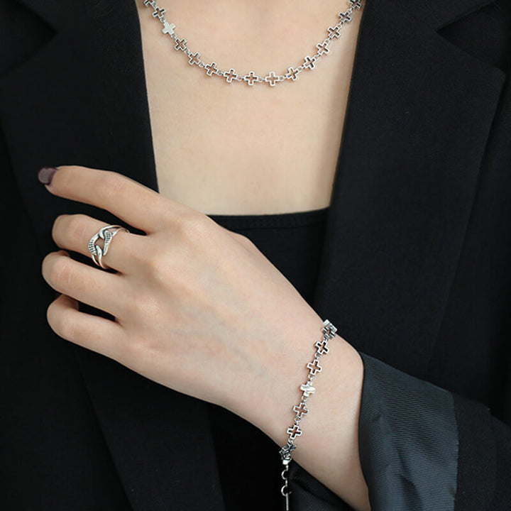 Vintage Cross 925 Sterling Silver Bracelet 05 | RoyalLuster.com