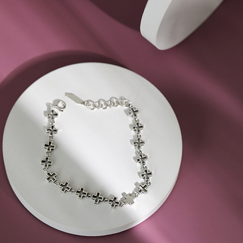 Vintage Cross 925 Sterling Silver Bracelet