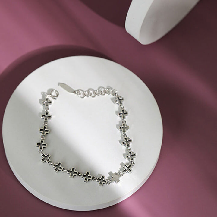 Vintage Cross 925 Sterling Silver Bracelet