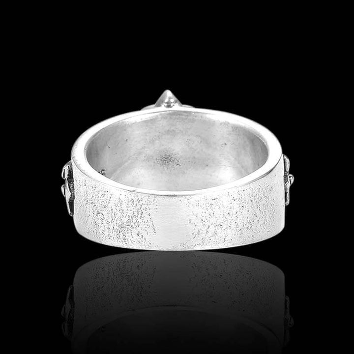 Vintage Cross Red Zirconia 925 Sterling Silver Ring