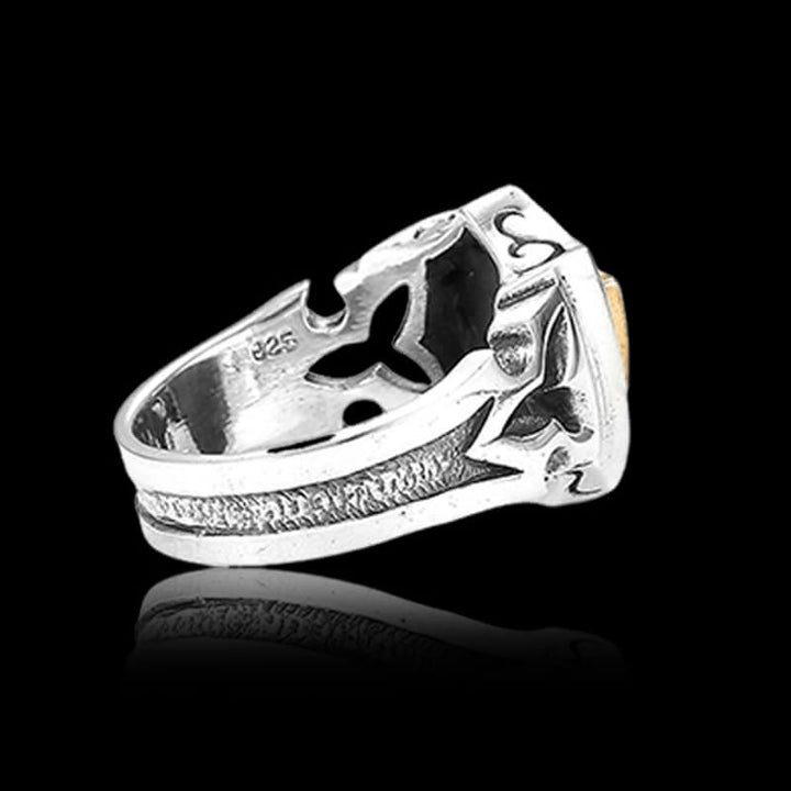 Vintage Cross Shield 925 Sterling Silver Ring