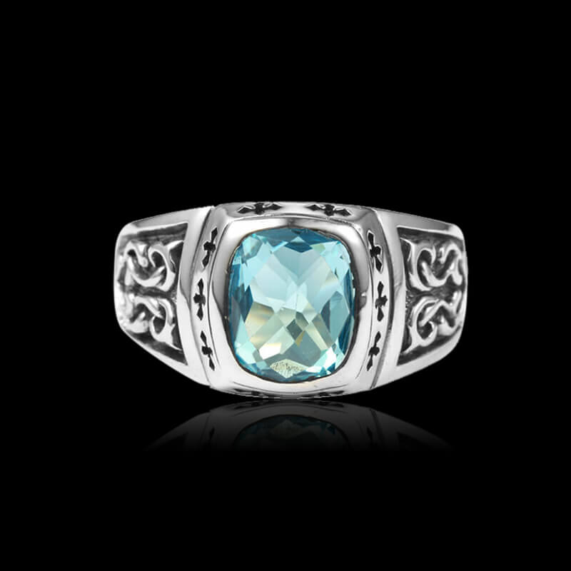Vintage Cross Topaz 925 Sterling Silver Ring 01 | RoyalLuster.com