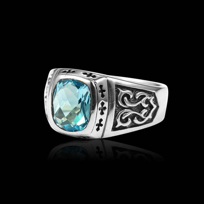Vintage Cross Topaz 925 Sterling Silver Ring 02 | RoyalLuster.com