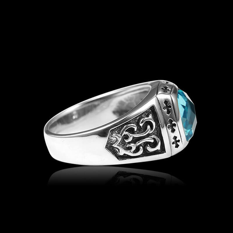 Vintage Cross Topaz 925 Sterling Silver Ring 03 | RoyalLuster.com