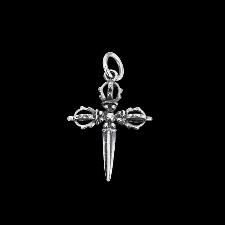 Vintage Cross Vajra Pestle 925 Sterling Silver Pendant 01 | RoyalLuster.com