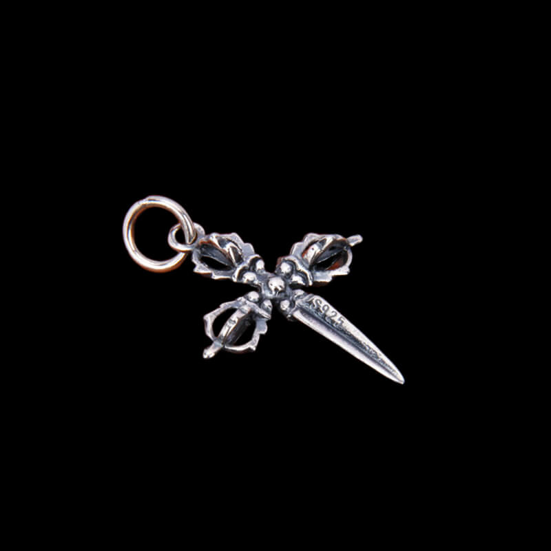 Vintage Cross Vajra Pestle 925 Sterling Silver Pendant 03 | RoyalLuster.com