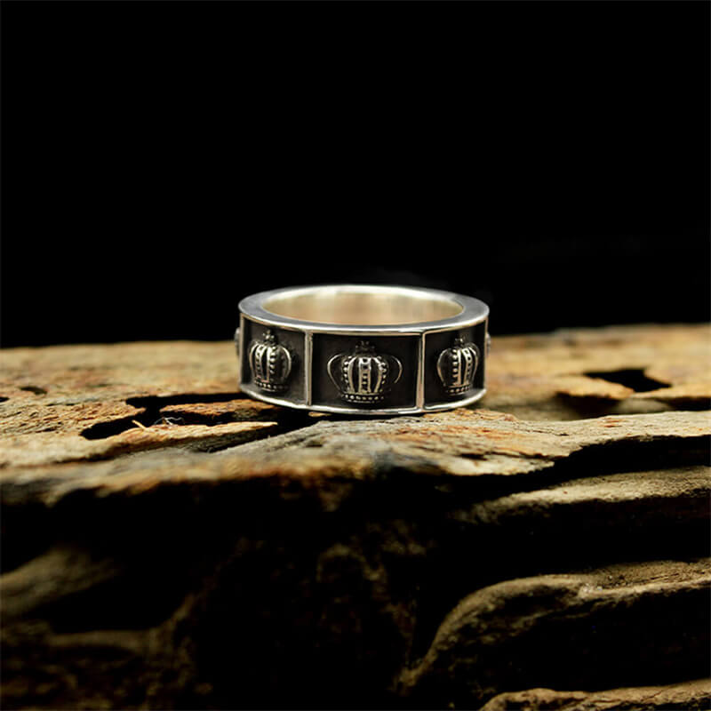 Vintage Crown 925 Sterling Silver Ring 03 | RoyalLuster.com