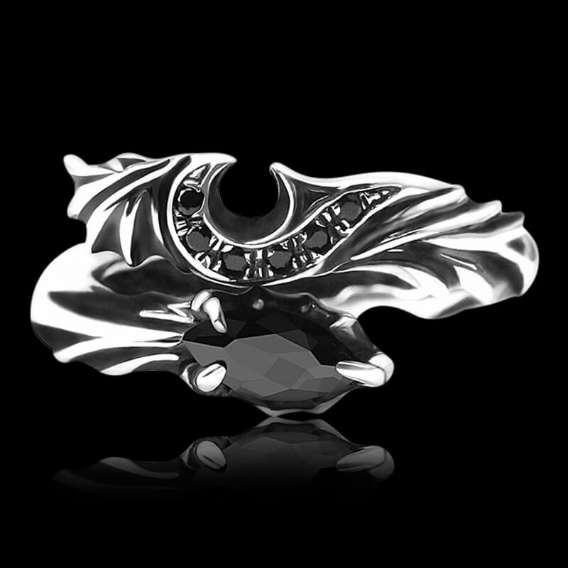 Vintage Devil Onyx 925 Sterling Silver Open Ring 01 | RoyalLuster.com