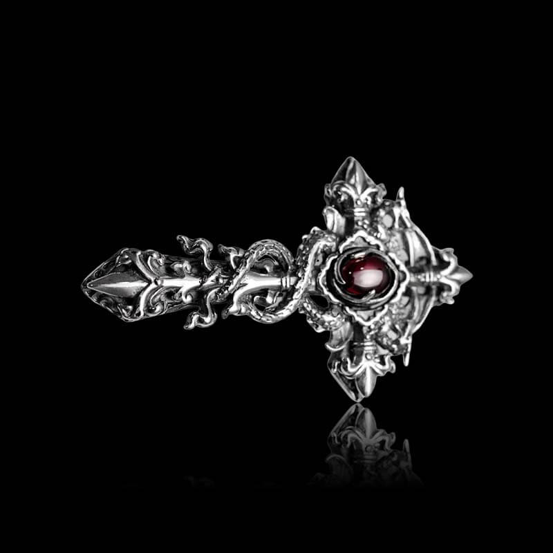 Vintage Double Dragon Cross 925 Sterling Silver Pendant 04 | RoyalLuster.com