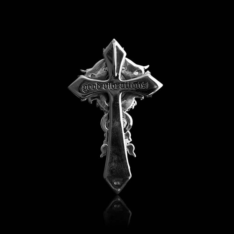 Vintage Dragon Wrap 925 Sterling Silver Cross Pendant 04 | RoyalLuster.com
