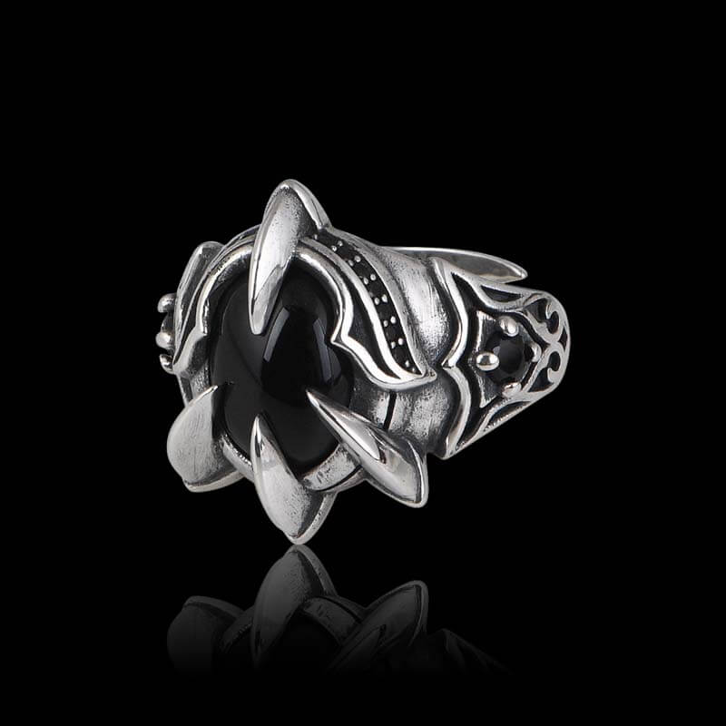 Vintage Eagle Claw Gemstone 925 Sterling Silver Ring 01 | RoyalLuster.com