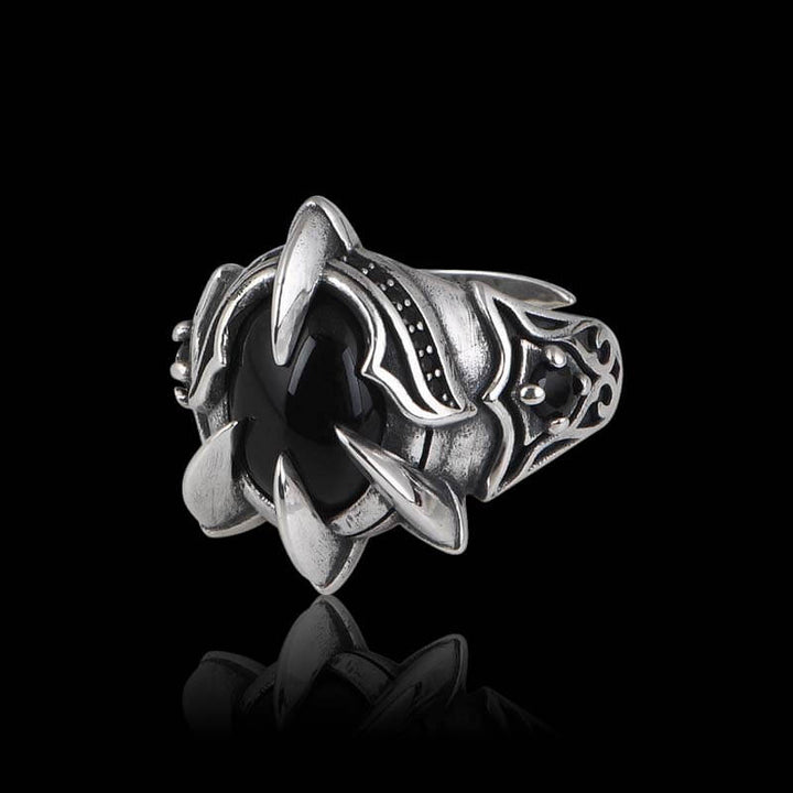Vintage Eagle Claw Gemstone 925 Sterling Silver Ring 01 | RoyalLuster.com