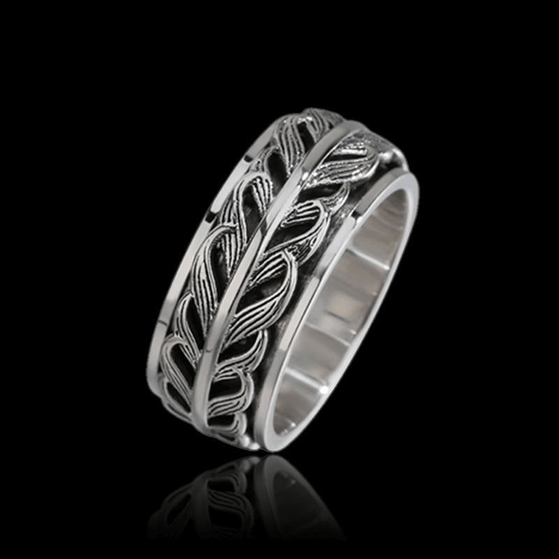 Vintage Fishtail Design 925 Sterling Silver Spinner Ring 01 | RoyalLuster.com