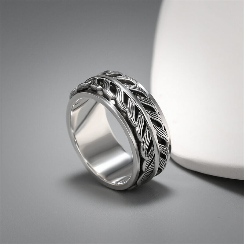 Vintage Fishtail Design 925 Sterling Silver Spinner Ring 02 | RoyalLuster.com