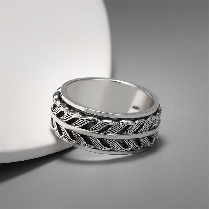 Vintage Fishtail Design 925 Sterling Silver Spinner Ring 03 | RoyalLuster.com