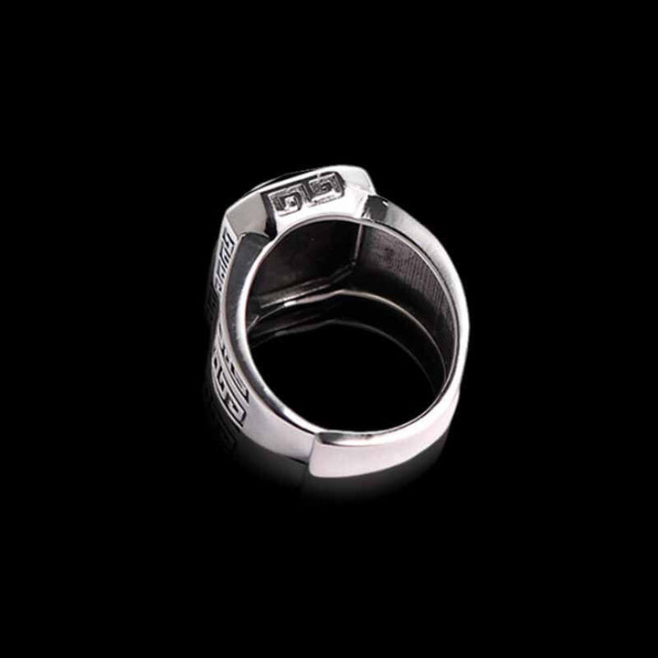 Vintage Floral Onyx 925 Sterling Silver Ring 04 | RoyalLuster.com