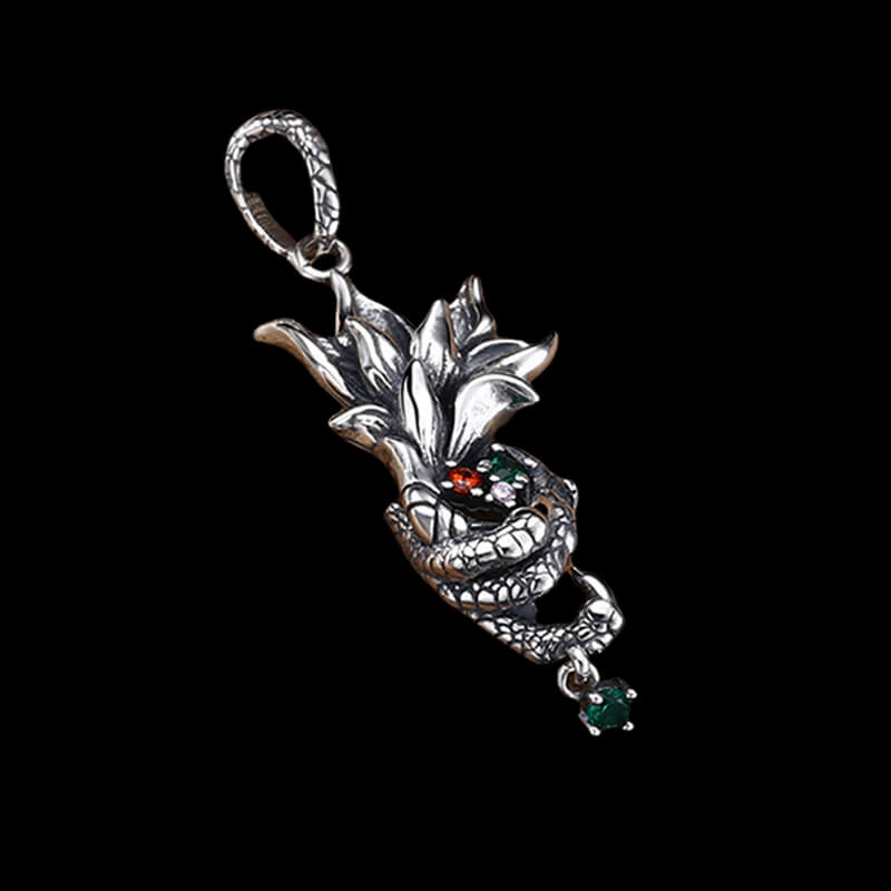 Vintage Flower Three-Color Gemstone 925 Sterling Silver Pendant 02 | RoyalLuster.com
