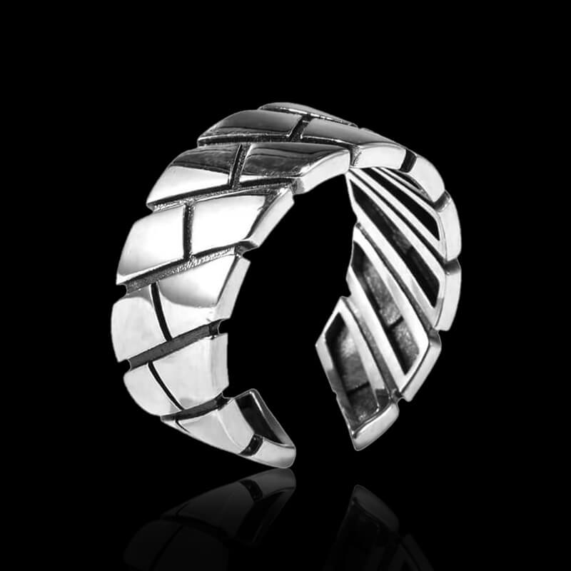 Vintage Geometric 925 Sterling Silver Open Ring 01 | RoyalLuster.com