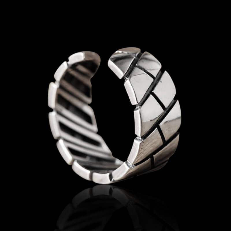 Vintage Geometric 925 Sterling Silver Open Ring 02 | RoyalLuster.com