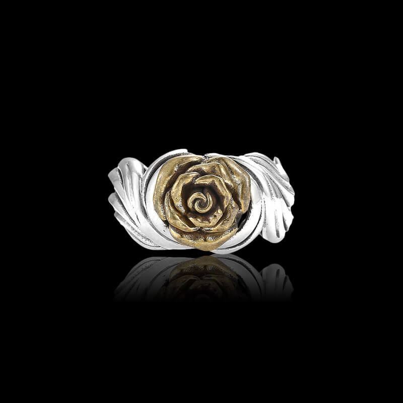 Vintage Golden Rose 925 Sterling Silver Open Ring 01 | RoyalLuster.com
