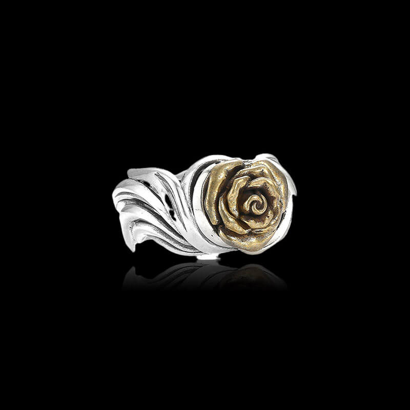 Vintage Golden Rose 925 Sterling Silver Open Ring 03 | RoyalLuster.com