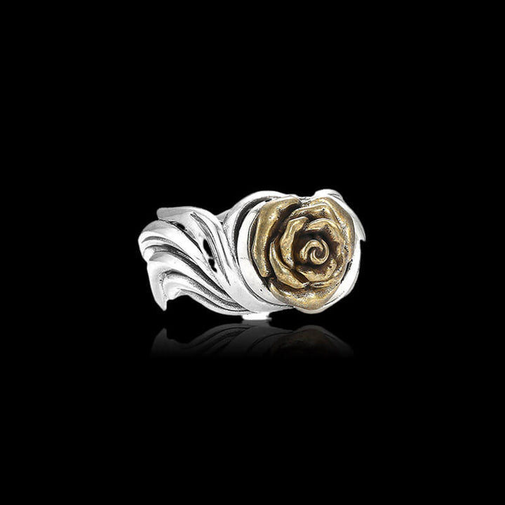 Vintage Golden Rose 925 Sterling Silver Open Ring 03 | RoyalLuster.com