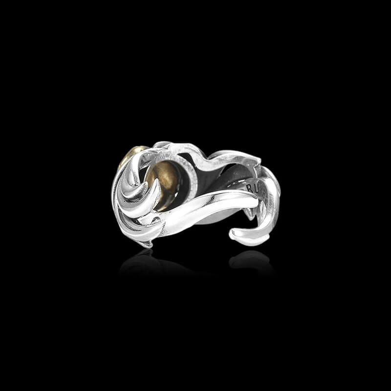 Vintage Golden Rose 925 Sterling Silver Open Ring