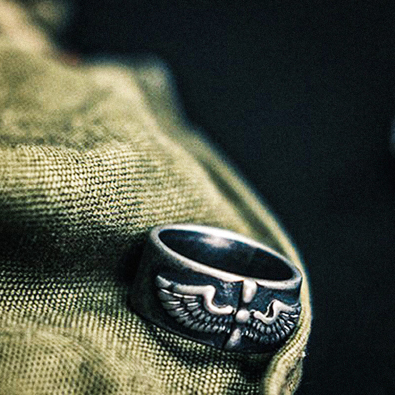 Vintage Indian Wings Harley 925 Sterling Silver Men's Ring 03 | RoyalLuster.com
