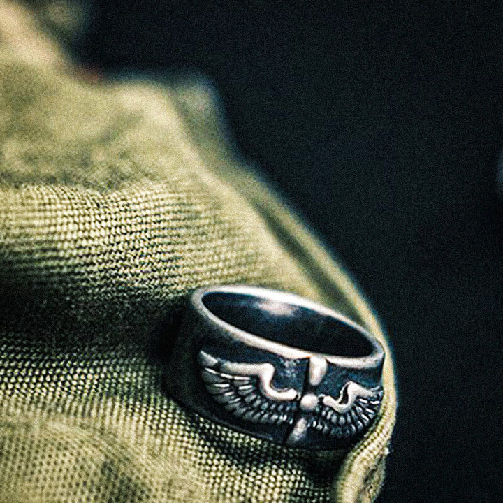 Vintage Indian Wings Harley 925 Sterling Silver Men's Ring 03 | RoyalLuster.com
