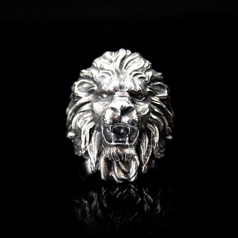 Vintage Lion Head 925 Sterling Silver Biker Ring 01 | Royalluster.com