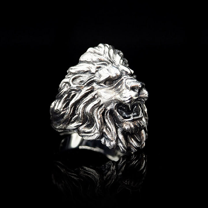 Vintage Lion Head 925 Sterling Silver Biker Ring 03 | Royalluster.com