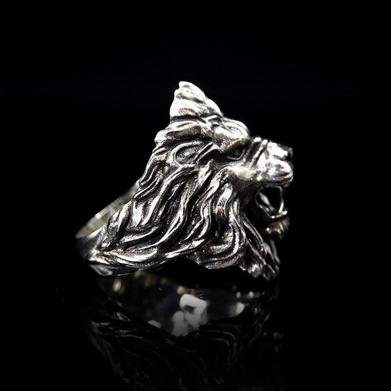 Vintage Lion Head 925 Sterling Silver Biker Ring 04 | Royalluster.com
