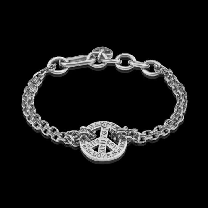 Vintage Love And Peace 925 Sterling Silver Bracelet 01 | RoyalLuster.com