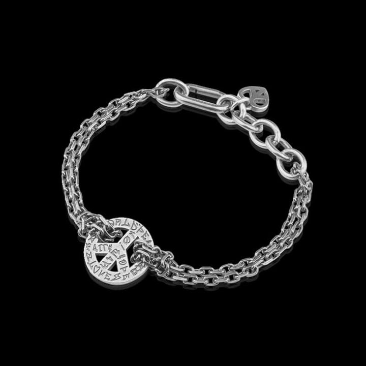 Vintage Love And Peace 925 Sterling Silver Bracelet 03 | RoyalLuster.com