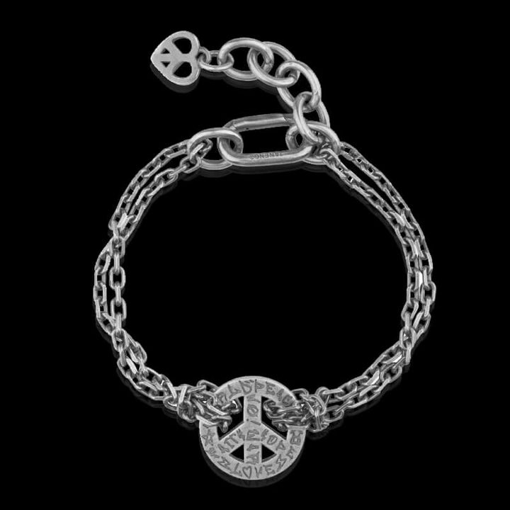 Vintage Love And Peace 925 Sterling Silver Bracelet 05 | RoyalLuster.com